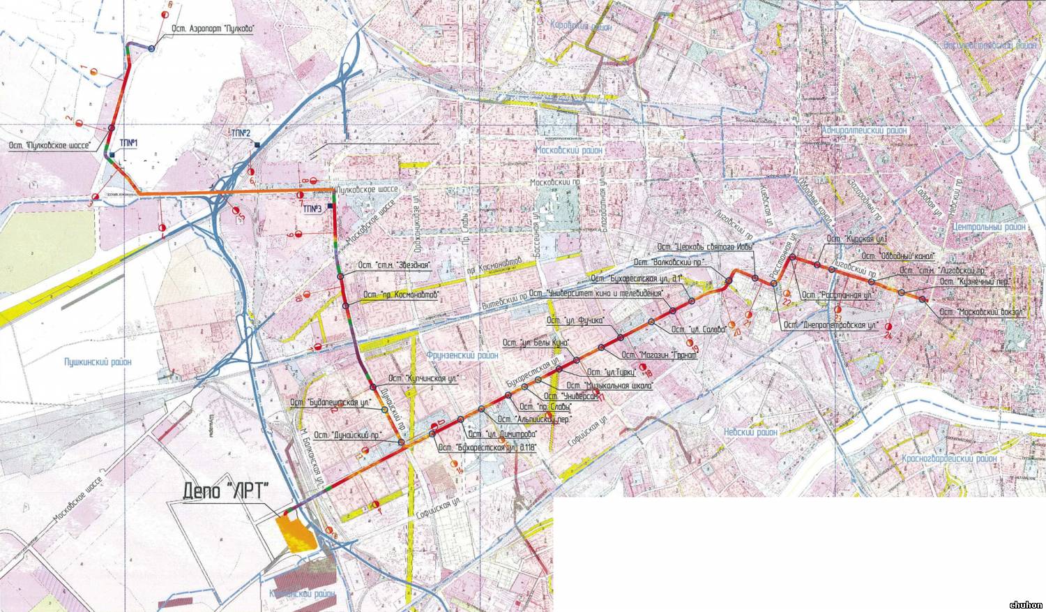 Трамвайная линия купчино шушары славянка схема на карте